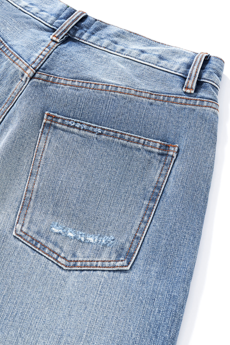 A008 14oz Heavy Wash Distress Jeans