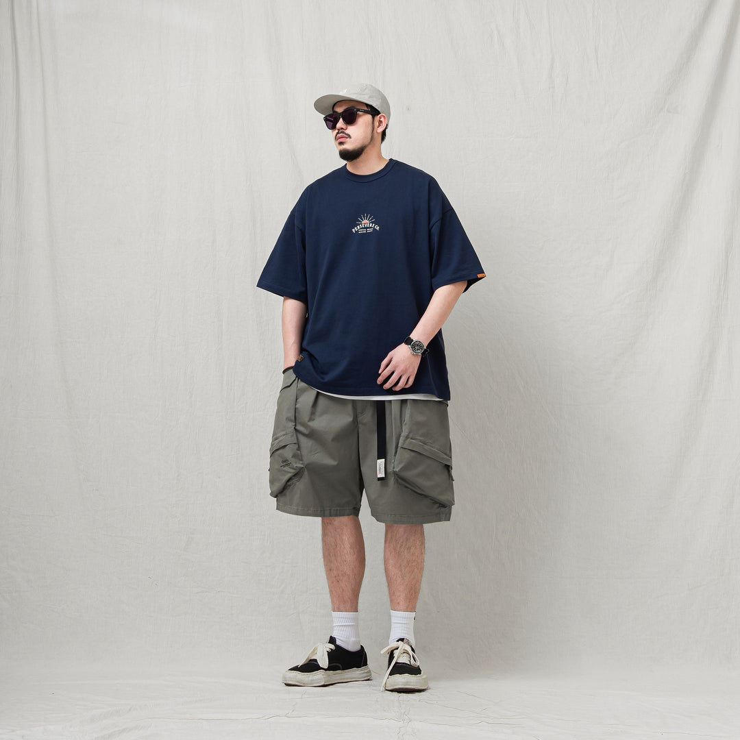 MULTI-POCKET WASHED CARGO SHORTS