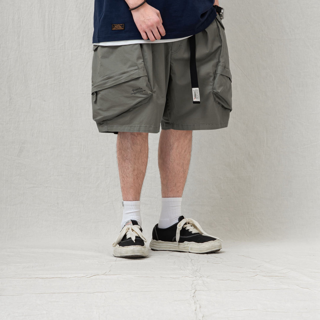 MULTI-POCKET WASHED CARGO SHORTS