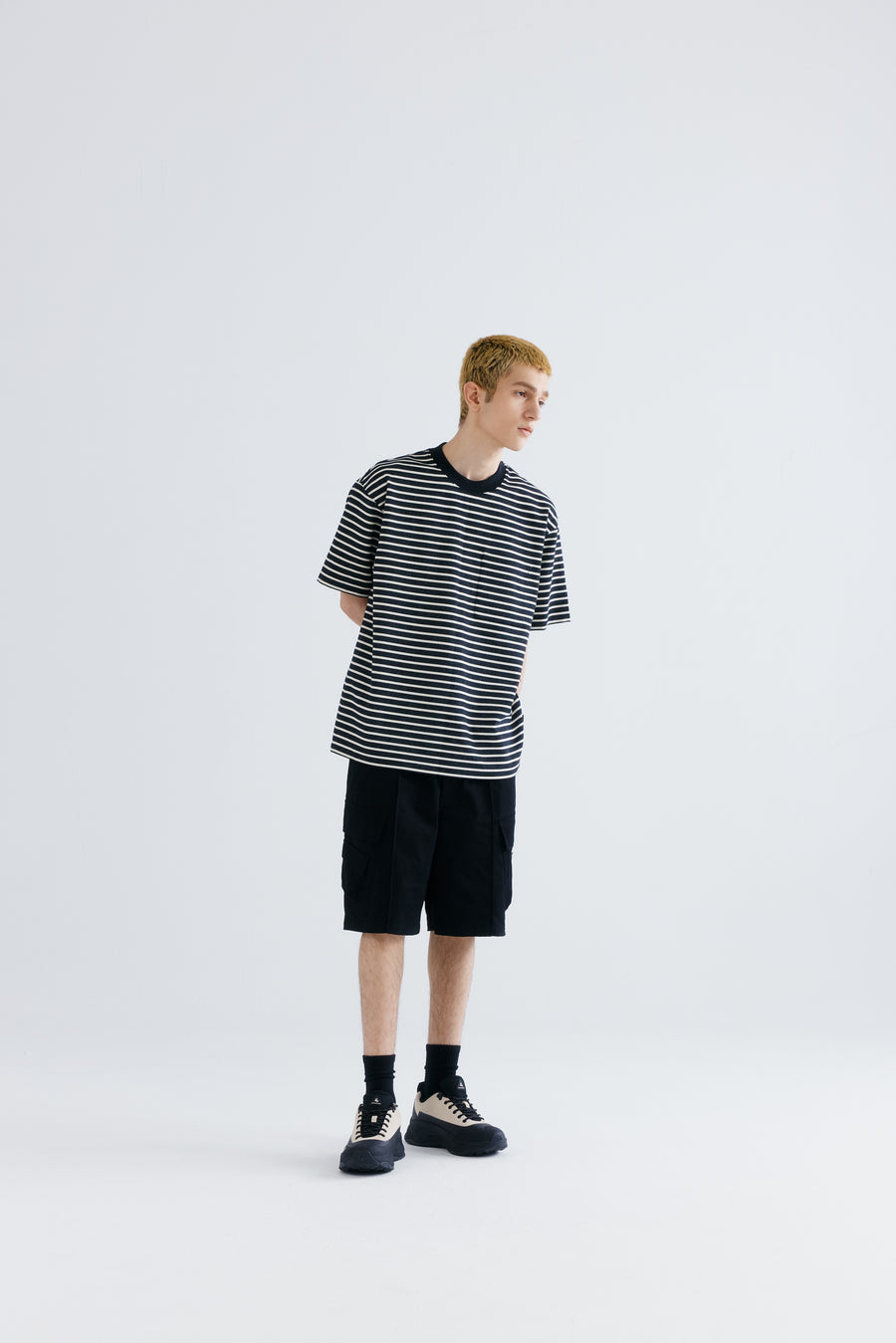 BHR813 Cut & Sewn Knit Stripe Tee