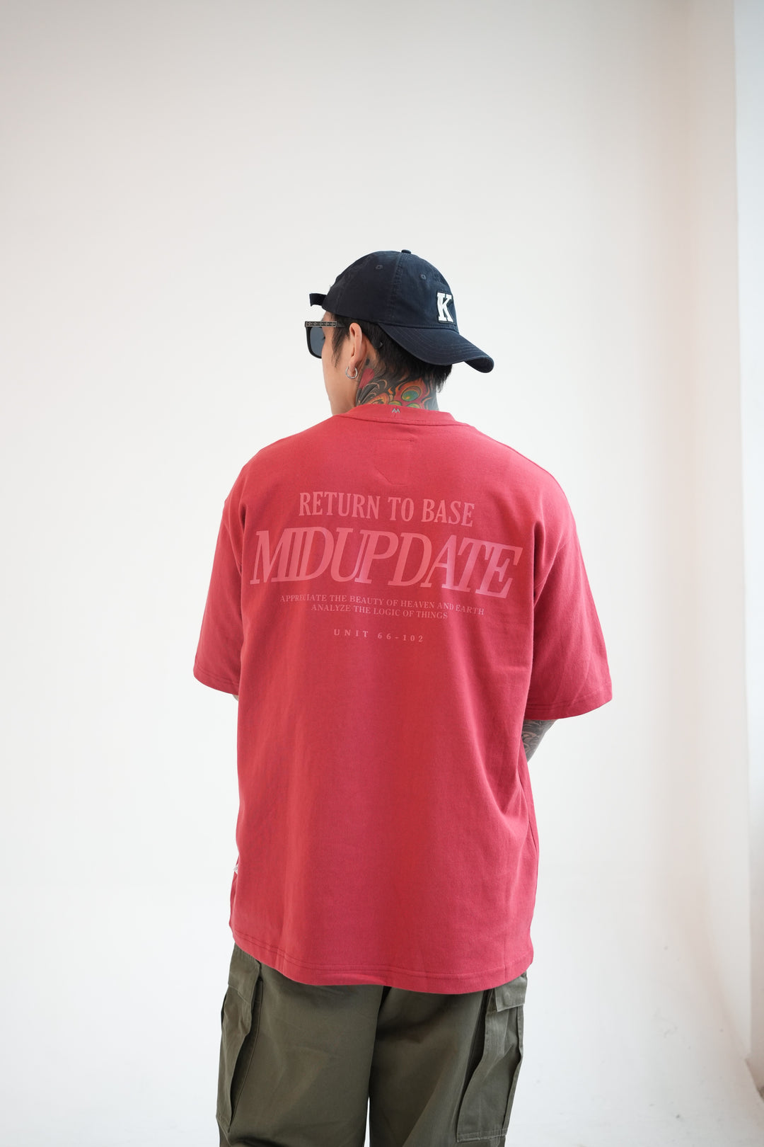 MU302 Tone On Tone Slogan Print Tee