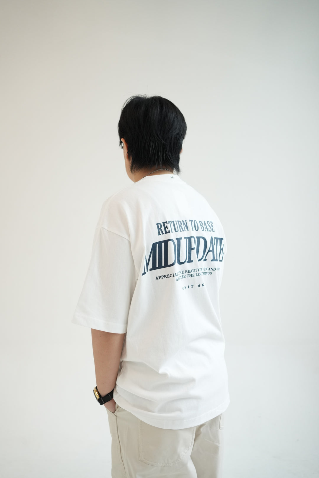 MU302 Tone On Tone Slogan Print Tee