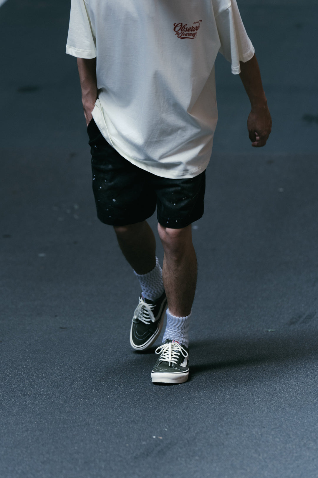 Heavy Washed Smudged Chino Short Dull Black【M24-02】