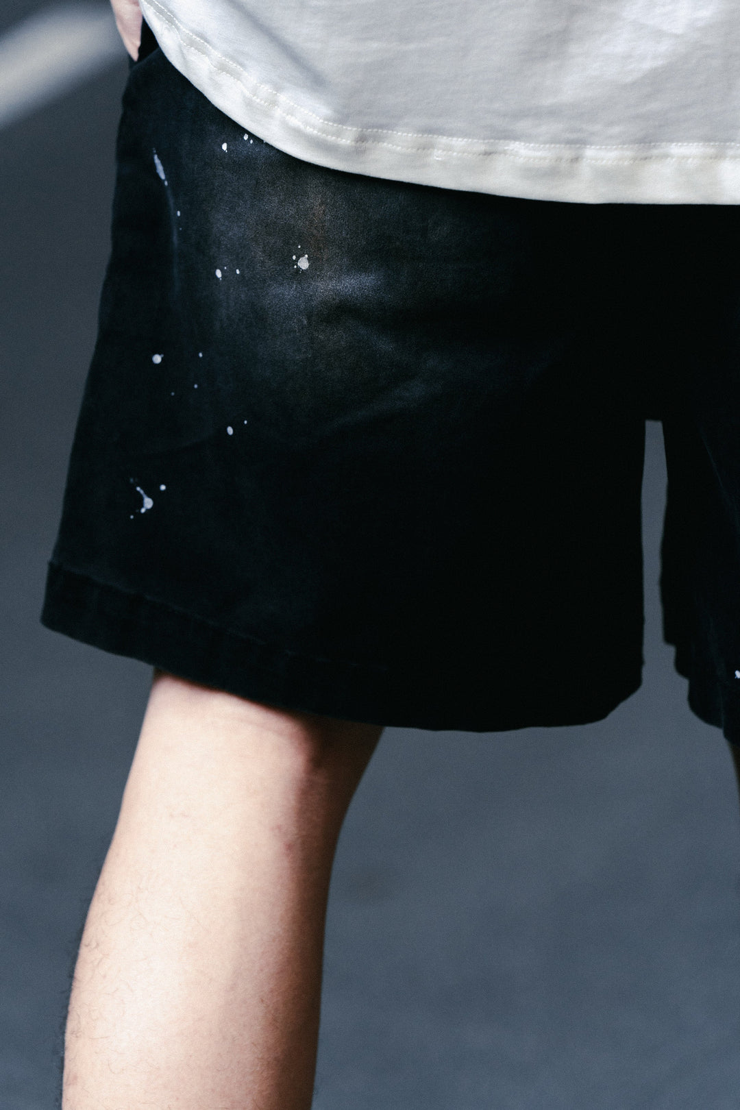 Heavy Washed Smudged Chino Short Dull Black【M24-02】