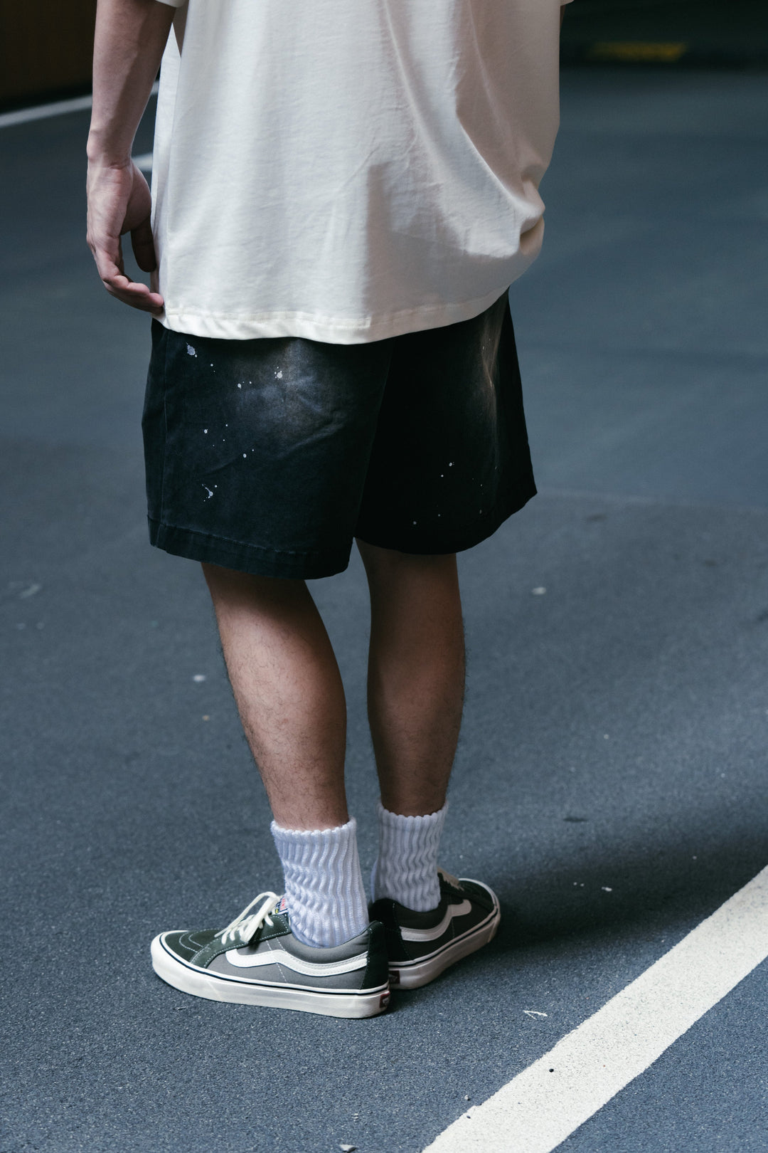 Heavy Washed Smudged Chino Short Dull Black【M24-02】