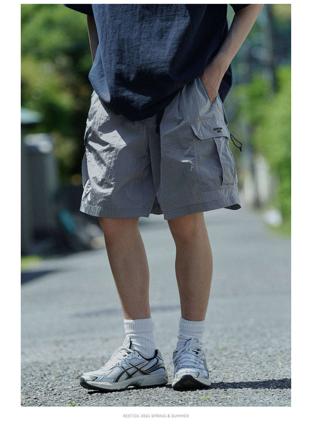 Packable Matellic Cargo Shorts