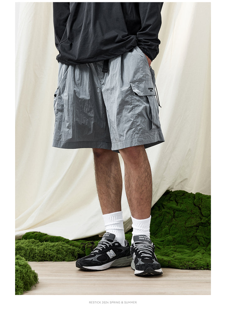 Packable Matellic Cargo Shorts