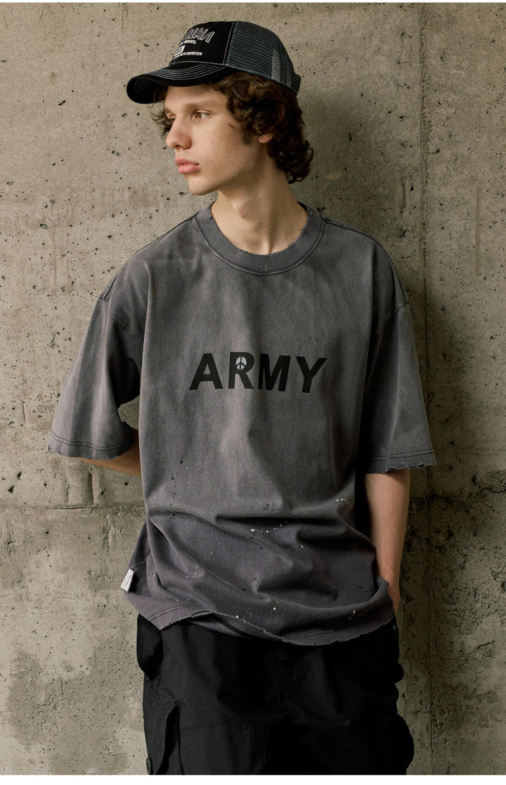 Peace Army Washed Distress Tee