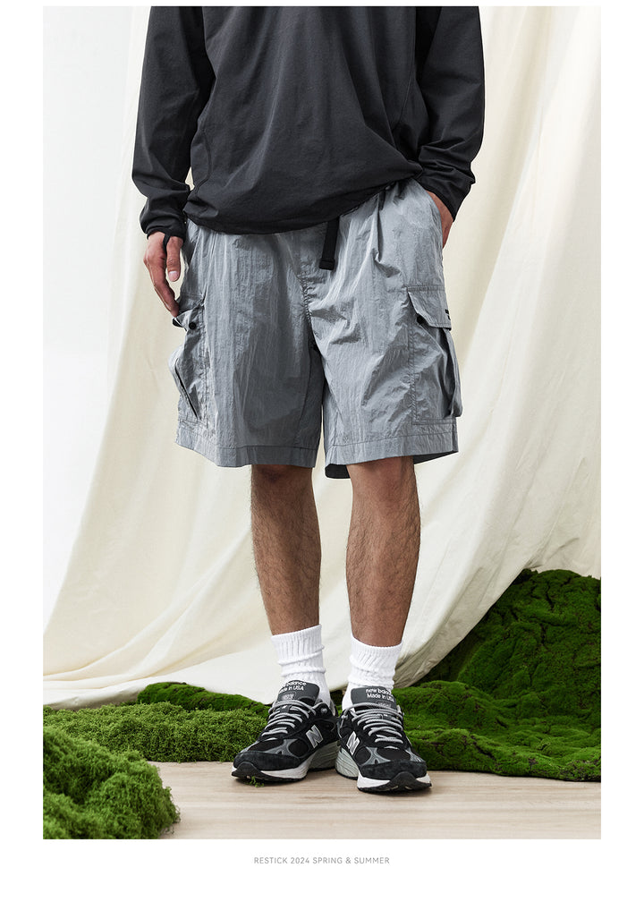 Packable Matellic Cargo Shorts