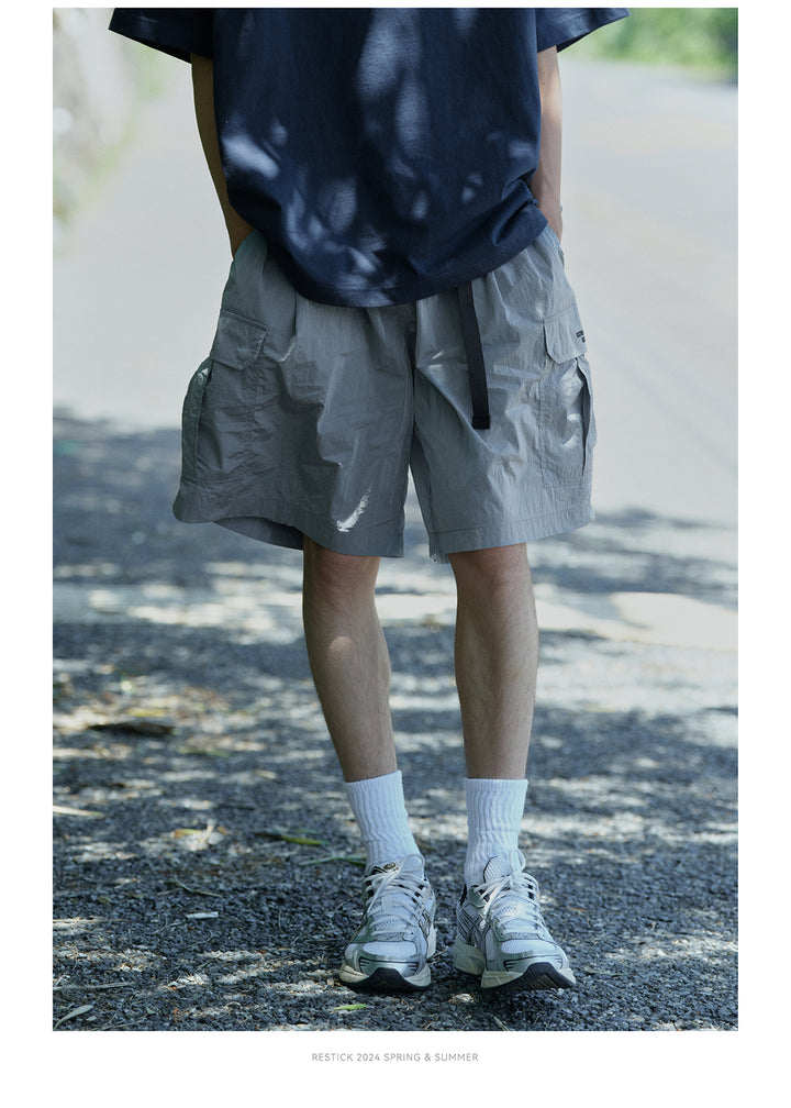 Packable Matellic Cargo Shorts