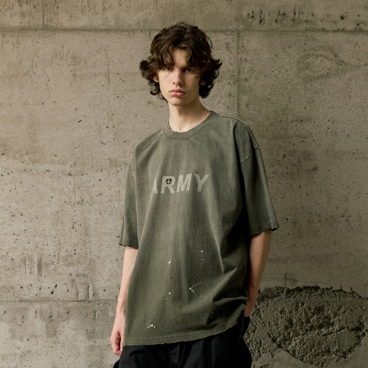 Peace Army Washed Distress Tee