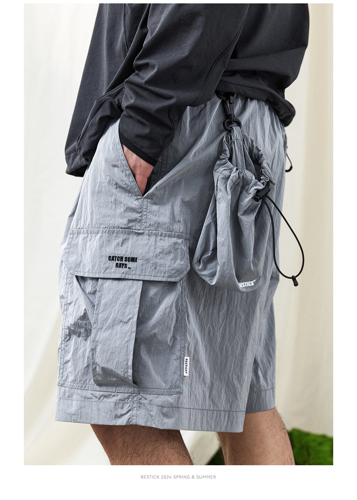 Packable Matellic Cargo Shorts